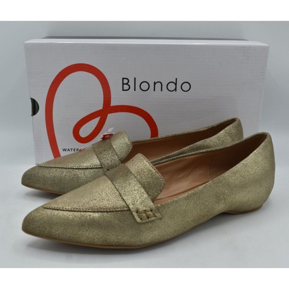 Blondo Tara Loafers Womens 7.5 Gold Metallic New Waterproof Slip On Flats